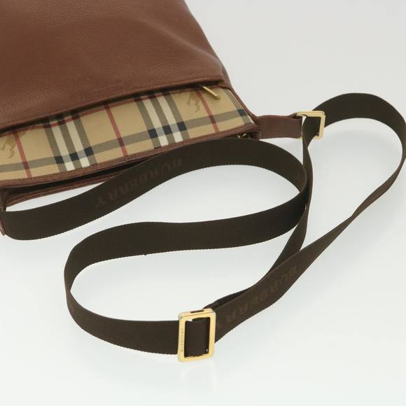 BURBERRY Nova Check Shoulder Bag Leather Beige Auth hk627 - Picture 7 of 16